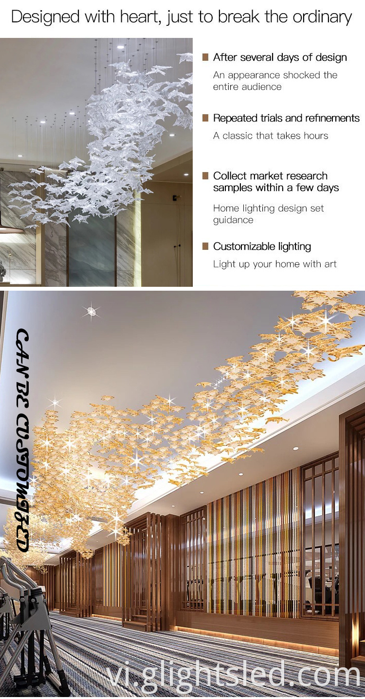 Khách sạn đương đại được thiết kế trang trí nội thất acrylic abs đèn chùm ánh sáng